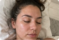 Customer result with eyes closed in bedroom lighting